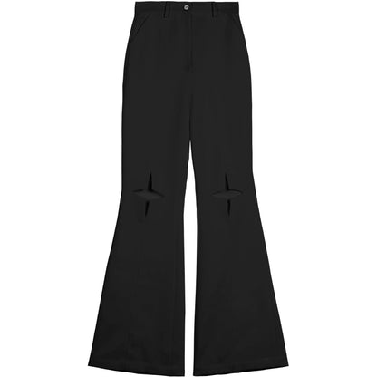 ANNAKIKI  star-shaped cut-out high-waisted bootcut pants-ANINI.