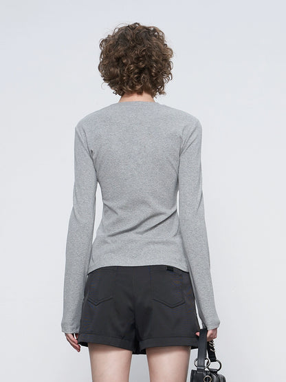 ANNAKIKI Autumn Niche Combination Logo Print Long Sleeve T-Shirt-DAICHI