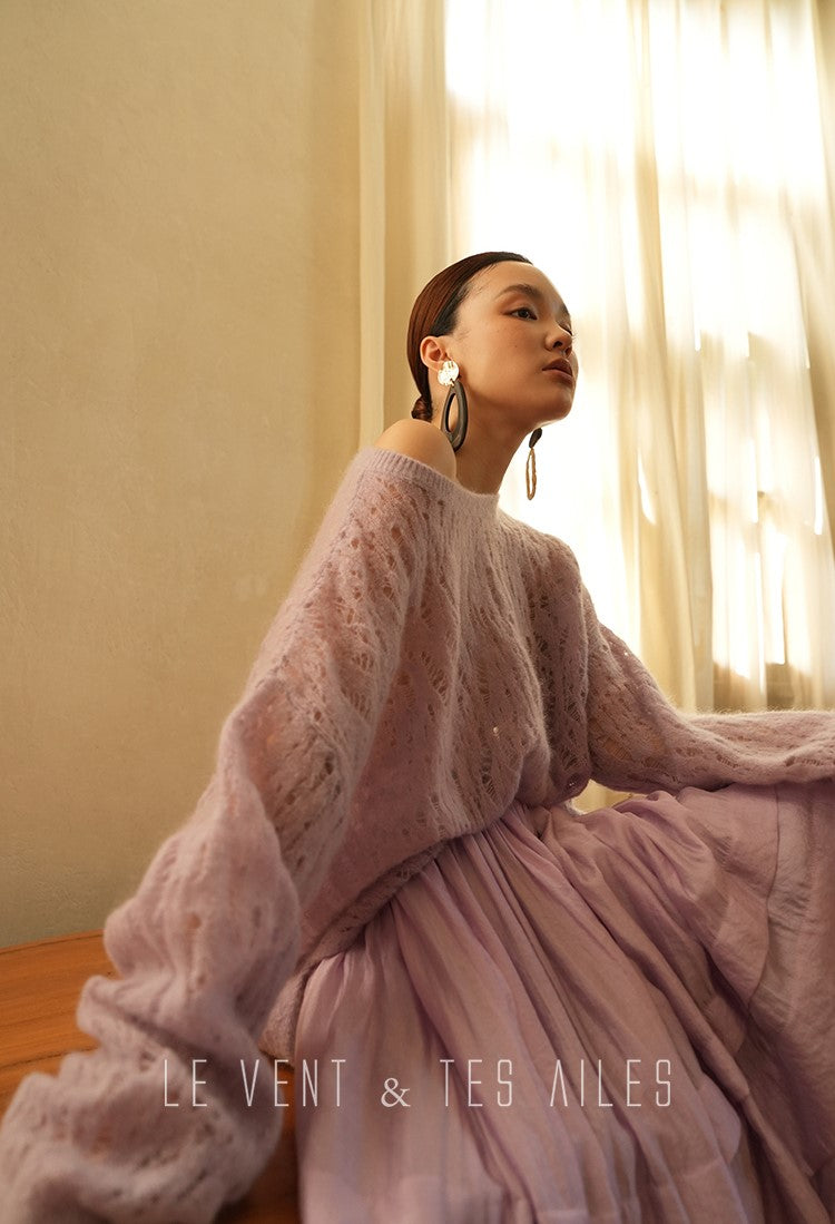 LE VENT&TES AILES French romantic luxury full midi summer skirt -RINA