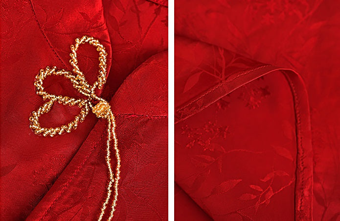 HECO Chinese Handmade Beaded Embroidery Buckle T-Shirt  - MATES .