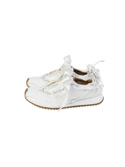 FAME Contrast Bow Lace-On Sneaker Women's Shoes Rococo - DAVID