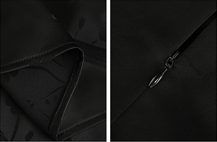 HECO Acetate Jacquard Midi Tiered Cap Sleeves Dress - HEART.