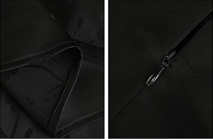 HECO Acetate Jacquard Midi Tiered Cap Sleeves Dress - HEART.