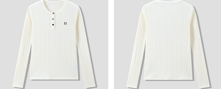 COMME MOI Lu Yan designer new women's Henry collar wool base T-shirt - OLIVIA.