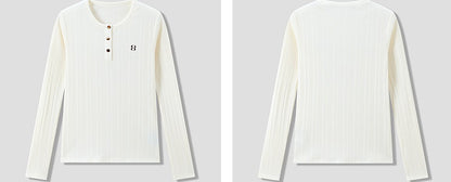 COMME MOI Lu Yan designer new women's Henry collar wool base T-shirt - OLIVIA.