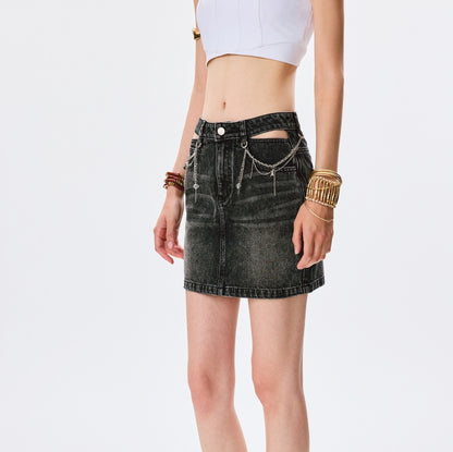 ANNASPEAK  cotton skirt high-waisted temperament denim skirt -MOMO.