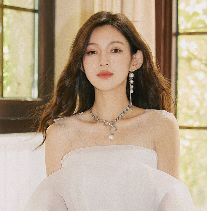 DOLLY Elegant European Style Diamond Pearl Tassel Chic Earring-CAMILA