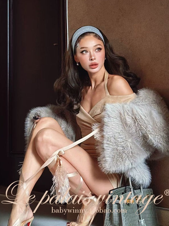 Le Palais Vintage  fur coat woolen trousers-DIOR