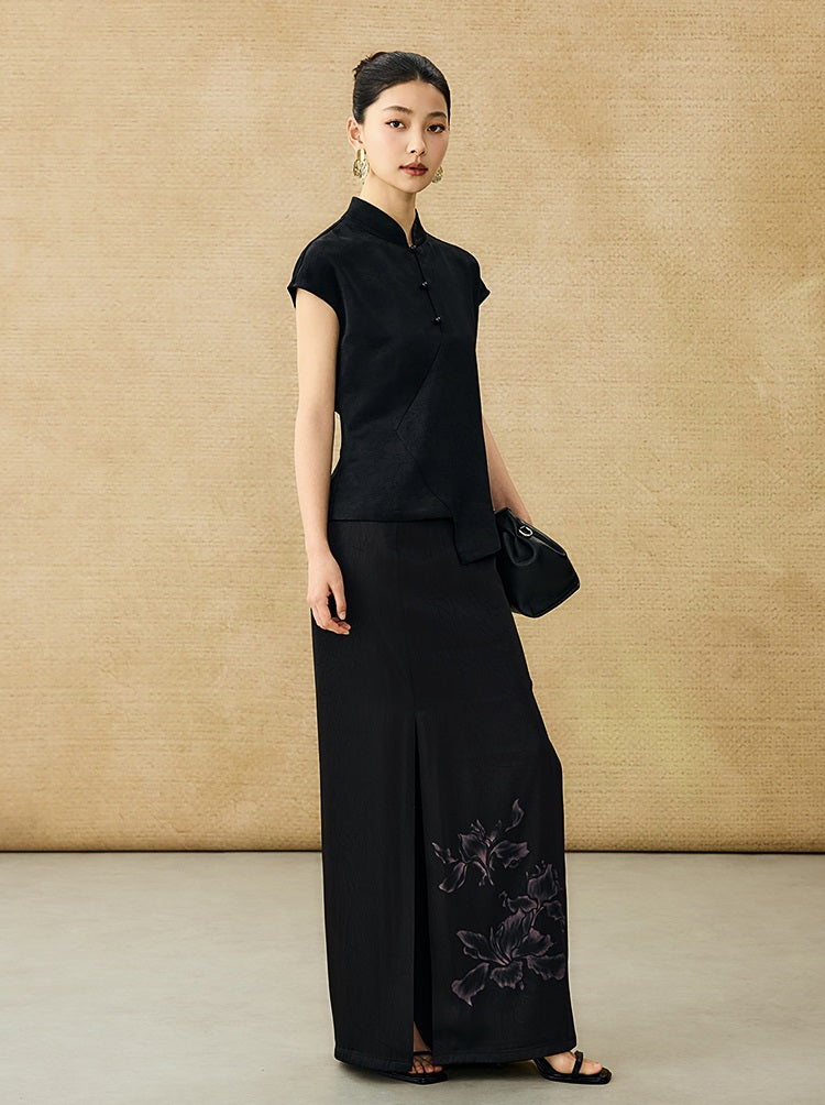 HECO summer high-waisted straight hip slit long skirt - KRISTOFF.