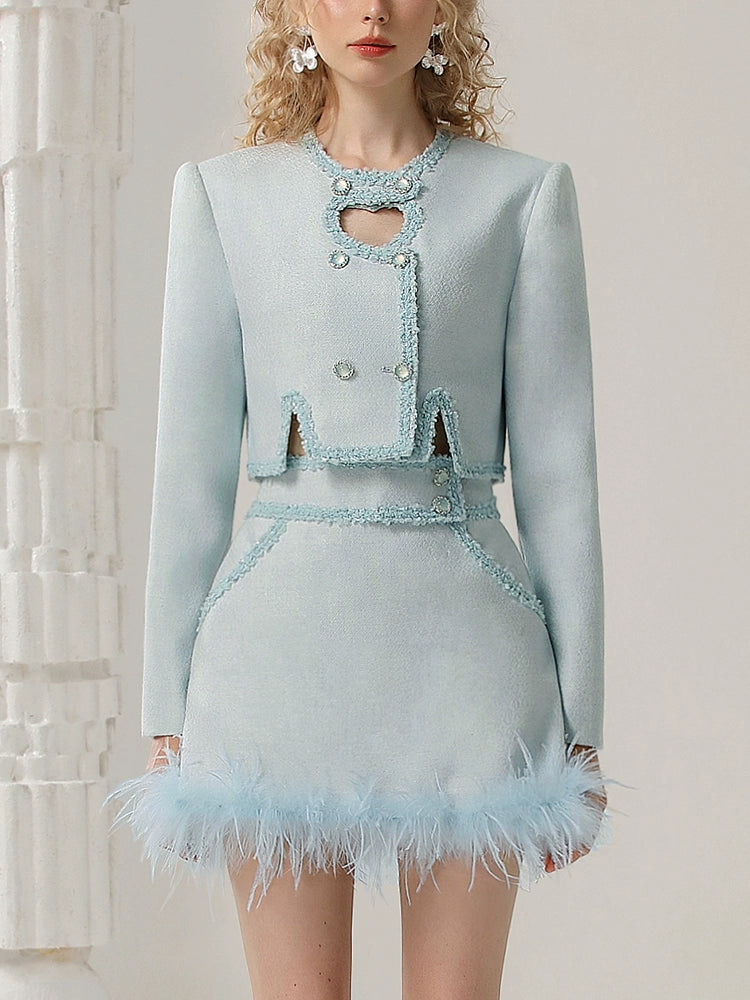 CHECOCRE  Elegant French Sweet Temperament Style Blue Suit Dress - PIKE