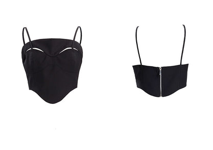 TINY IN Black Cutout Bandeau Strap Women's Versatile Top-FADA
