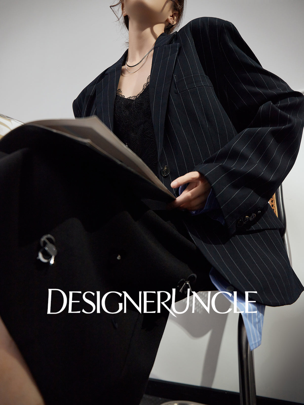 DGU "Deep World" dark blue loose blazer commuter versatile high-end top - Joseph.