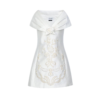 FAME Modern Rose Embroidered One-Shoulder Dress - IMOGEN