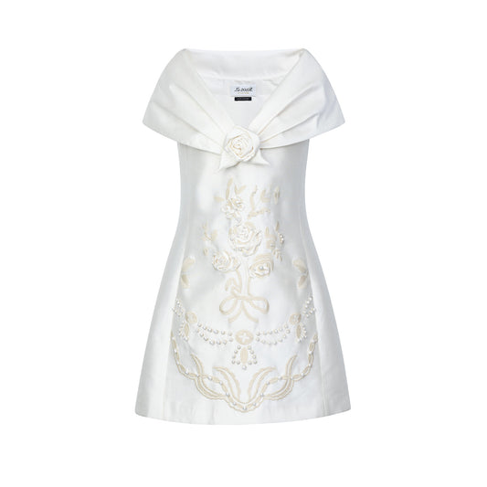 FAME Modern Rose Embroidered One-Shoulder Dress - IMOGEN