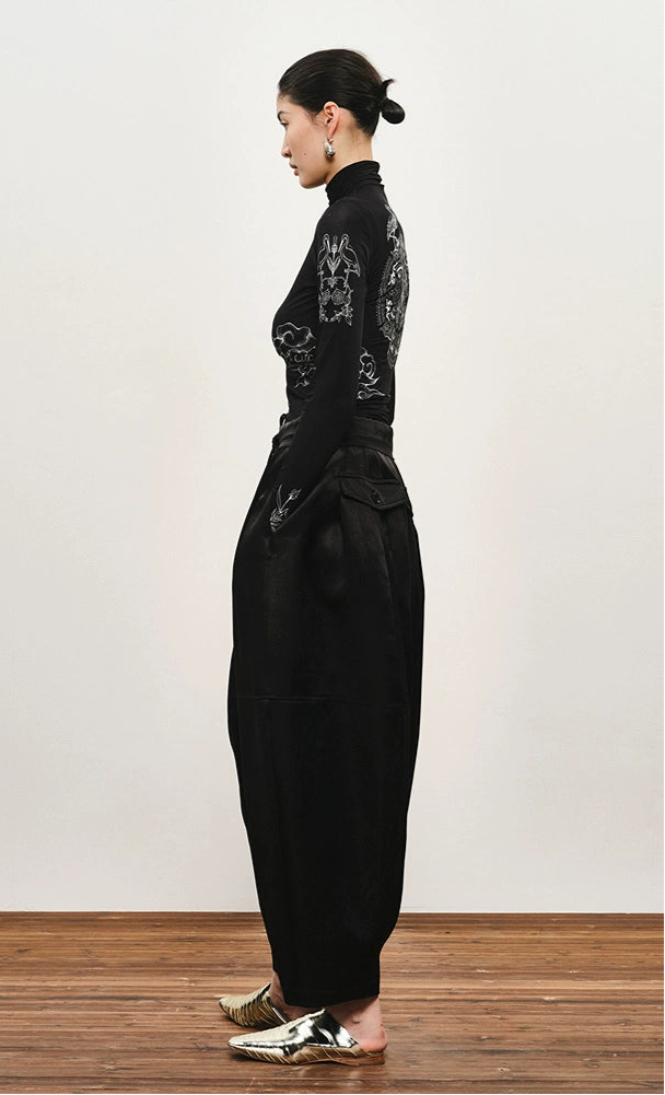 ZHUCHONGYUN black high-neck long sleeve top-HATAKE.