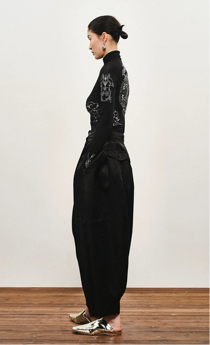 ZHUCHONGYUN black high-neck long sleeve top-HATAKE.