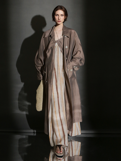 PIAOIN resort-style vertical stripe design sundress women's halterneck design cinched waist dress high-quality spring and summer-GISELLE