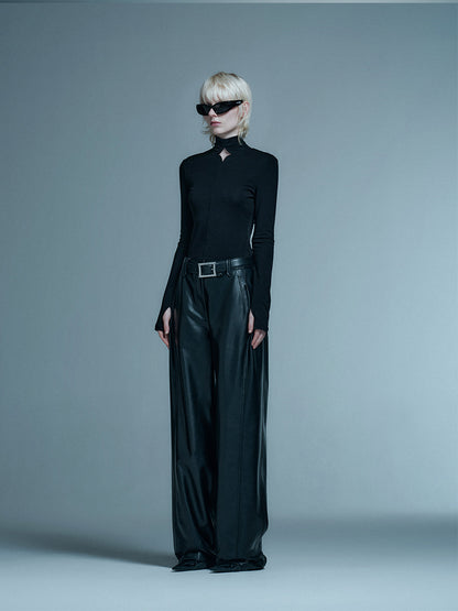 ANNAKIKI casual four-pointed star cut-out slim top-KAIYA