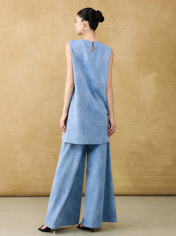 HECO Chinese Old Money Linen Bootcut Slacks Slim Wide-leg Pants - GLADE.