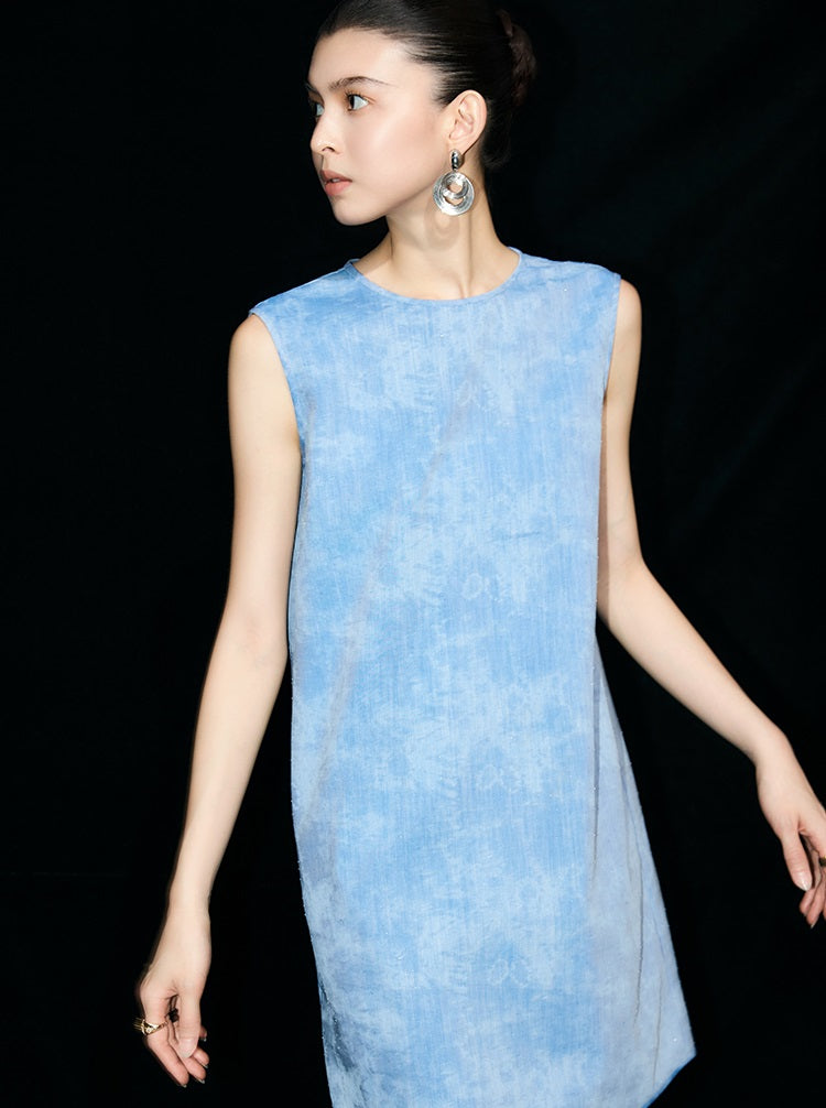 HECO Chinese women's summer  diamond blended linen vest dress - SWET.