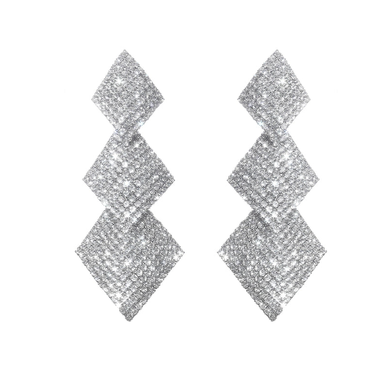 Wardrobes by Chen Luxury Diamond Drop Tassel Earrings-Moyo