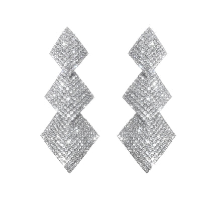 Wardrobes by Chen Luxury Diamond Drop Tassel Earrings-Moyo