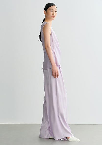 COMME MOI  purple V-neck lace double-sided satin vest top - SOFIA.