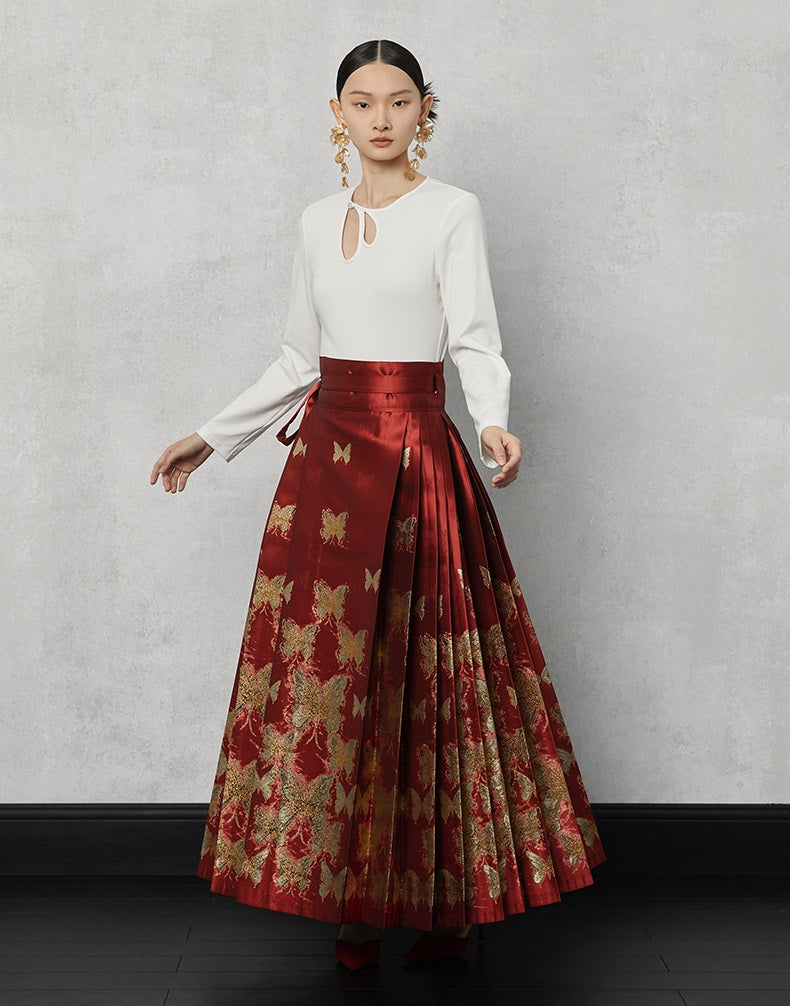 HECO  Butterfly Hanfu High Waisted Long Skirt - rain.