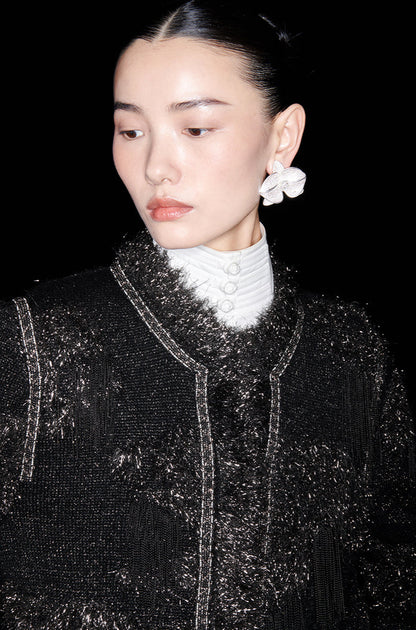 M essential Mackay designer Yingyun knitted copper-beaded woollen cardigan - zain.