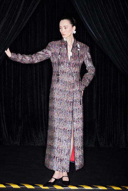 M essential Mackay designer Radiant Night Embroidered Slim Side Dress - TRIBE.