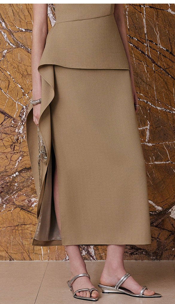 M essential| Trend & Modernity  Asymmetrical Line Dress with Commuter Stitch Detailing-NOLIANE.