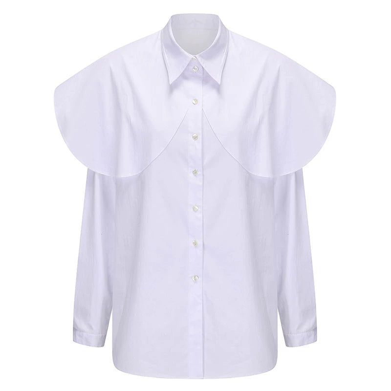 ATELIER MISS LU Arc Cut Playfully Stitched White Shirt - ATLAS