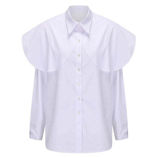 ATELIER MISS LU Arc Cut Playfully Stitched White Shirt - ATLAS