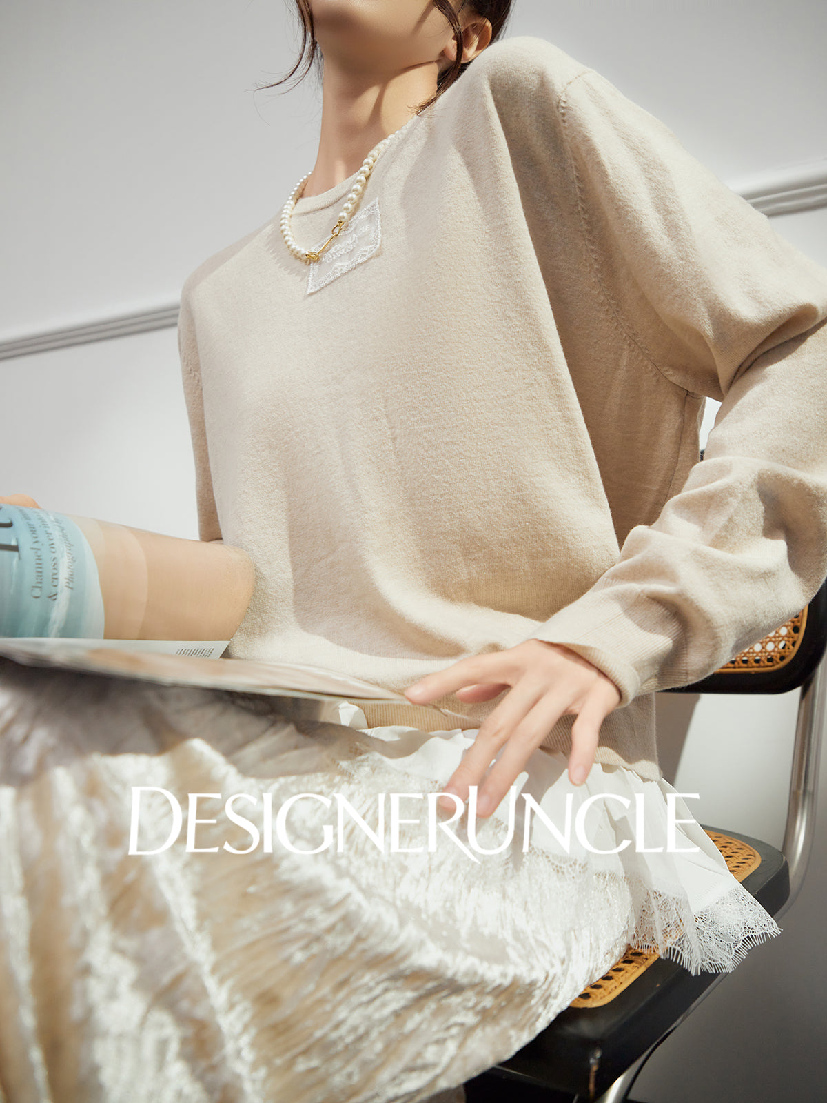 DGU "Mu Qian" knitted sweater women's new autumn crew neck top - Felicia.