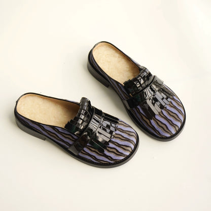 B-FEI horsehair slip-on shoes-GOJO.