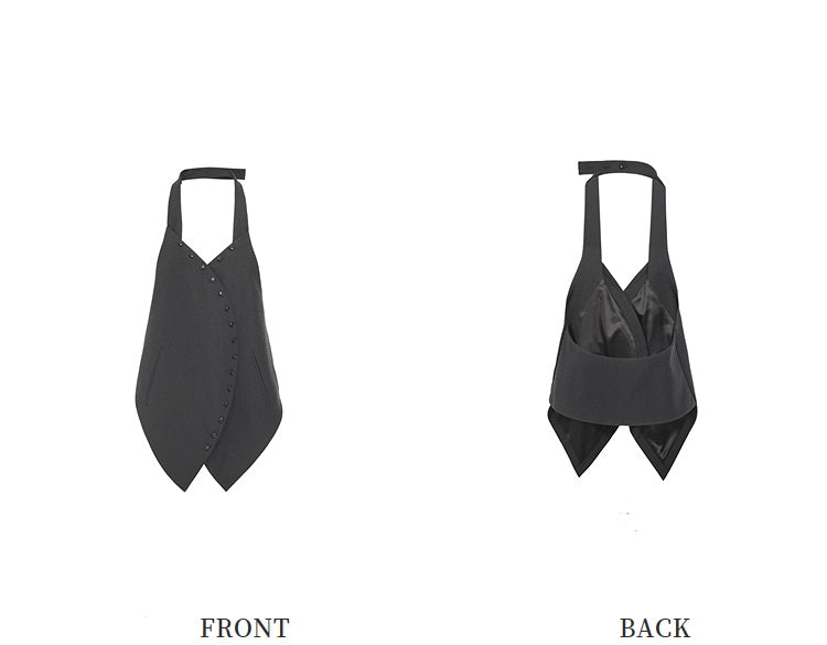 ZHUCHONGYUN black halterneck horse clip vest-HEATHER.