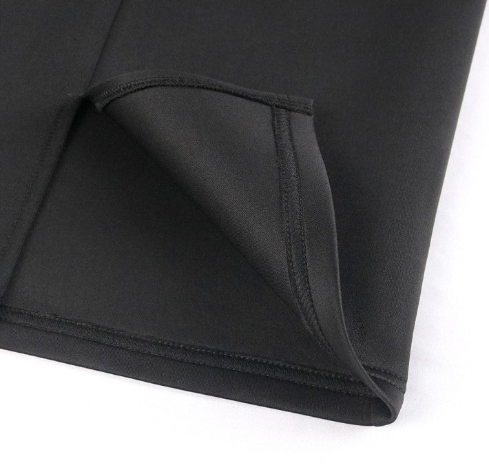 DOLLY Elegant French Style Black Stand Collar Short Sleeve Office Dress-MAMA