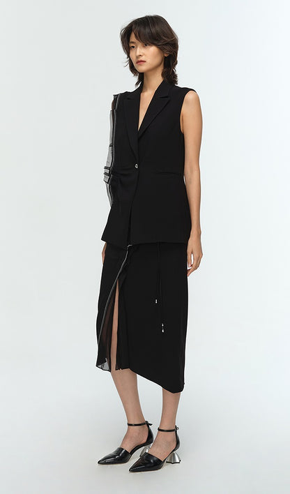 COMME MOI Lu Yan designer's new women's acetate lapel sleeveless slim suit - BROKEN.