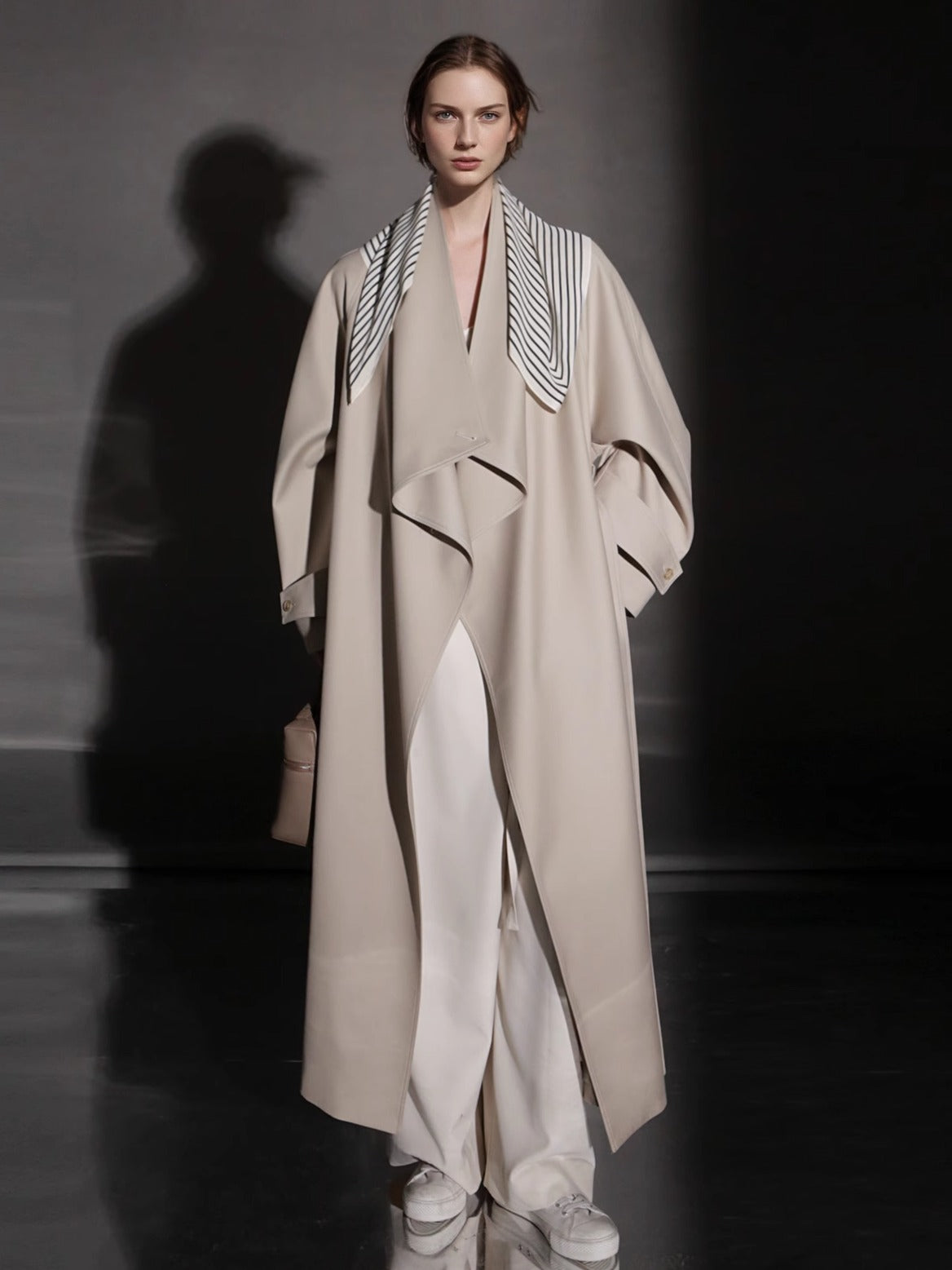 PIAOIN Haute Couture Large-lapel Silhouette Trench Coat Jacket -BECK