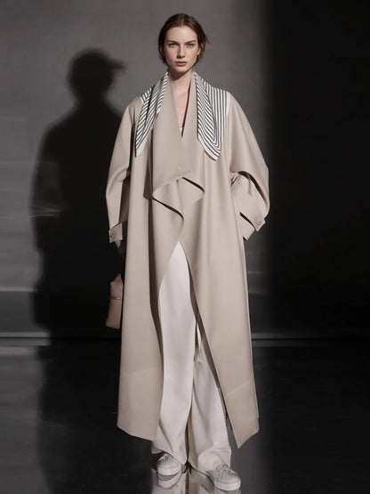 PIAOIN Haute Couture Large-lapel Silhouette Trench Coat Jacket -BECK