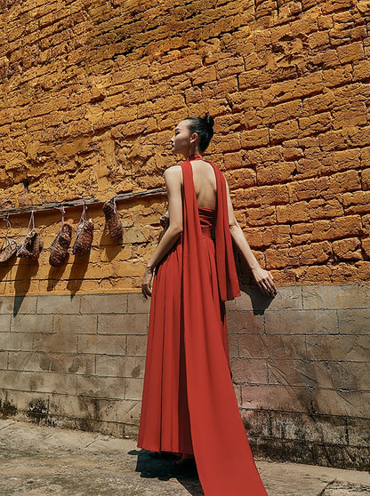 HECO Chinese Style Spell Receiving Waist Sleveless Dress - SIMMER.