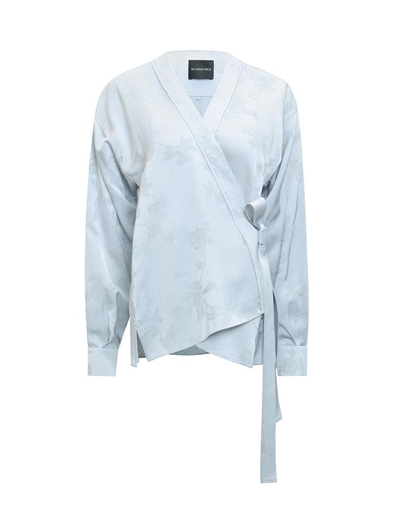 M essential Mackay designer pastel blue Jacquard knotted jacket pants suit set - Gekit.