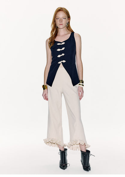 ATELIER MISS LU Genuine Hem Multilayer Rolled Straight Cropped Pants - JONAS
