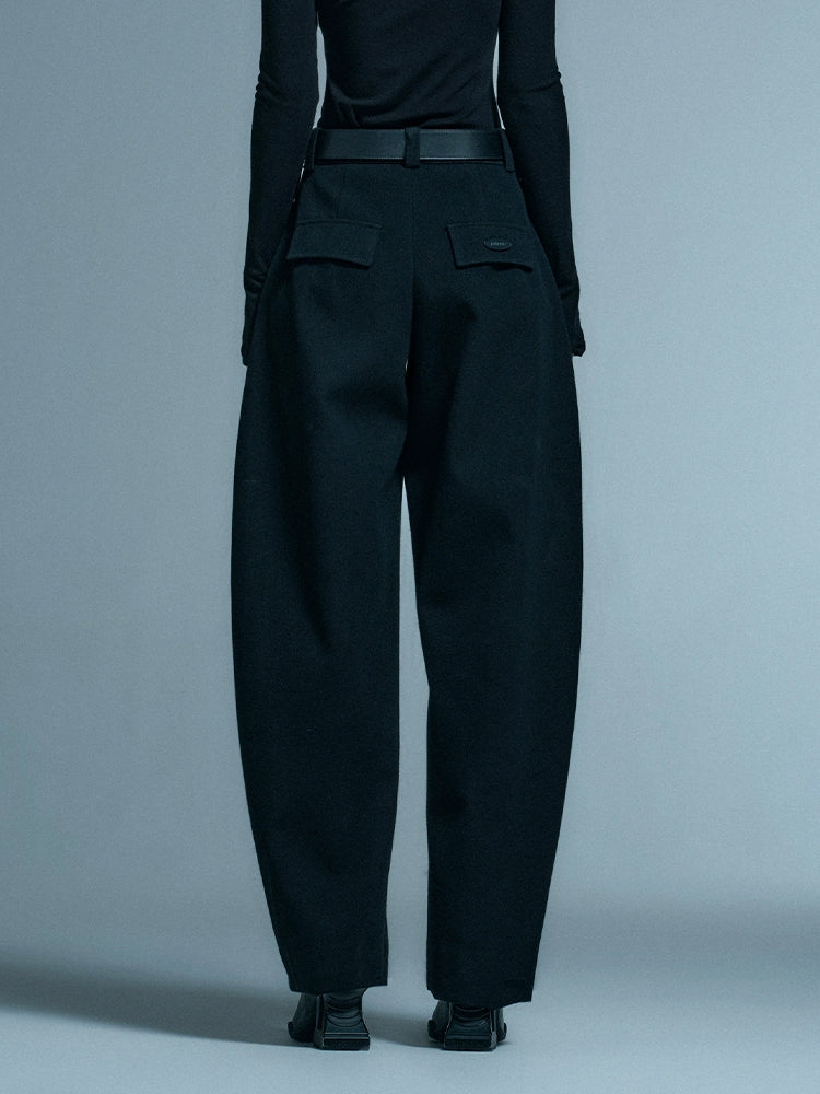 ANNAKIKI mid-waisted wool scimitar mid-rise trousers-ITSUKI