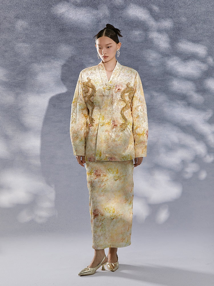 HECO 100% polyester tie dye long sleeve Jacket Sense Women's Top - glad.