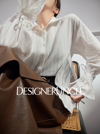 DGU "Hibiscus" white new design loose commuting versatile slimming top - ARCANE.