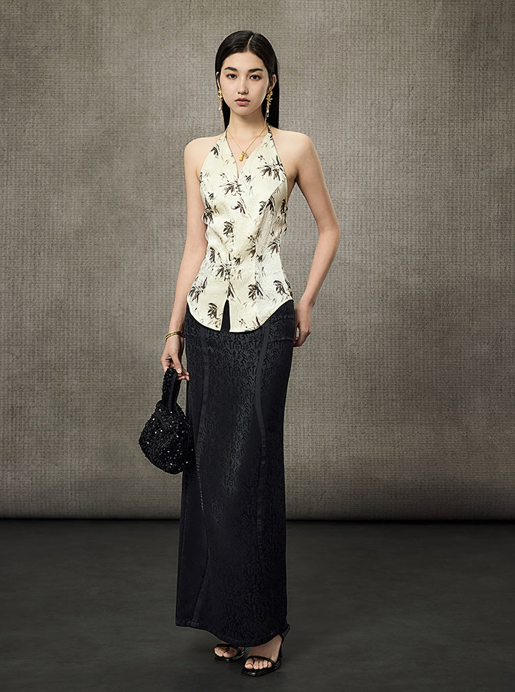 HECO Bamboo Leaf Halterneck Sleeveless Vest - FRONT.