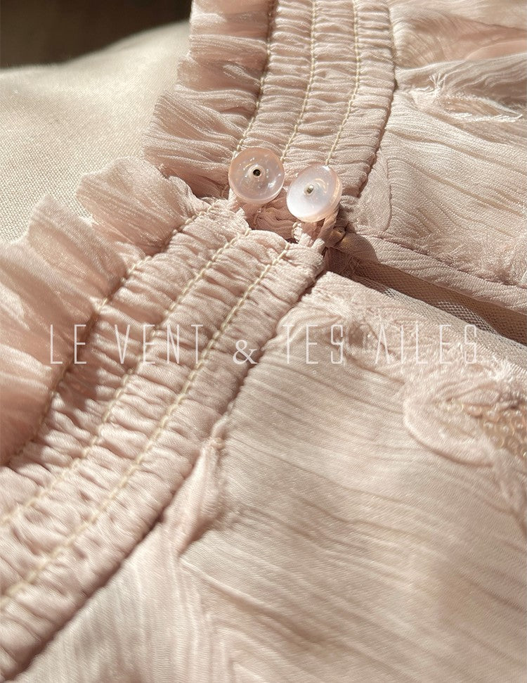 LE VENT&TES AILES Scarlet Mist Disc Sequin Tops Spring Long Sleeve Top - ANYA