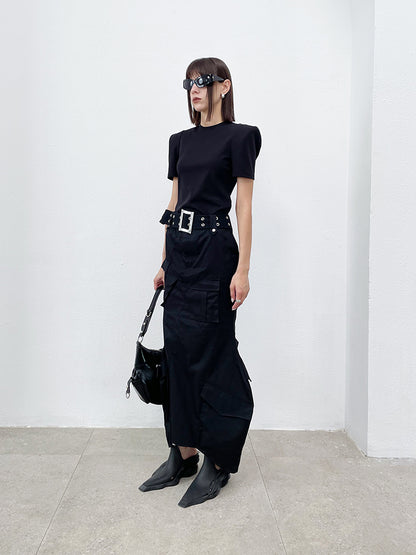 ANNAKIKI  geometric split workwear style skirt - JIHYO.