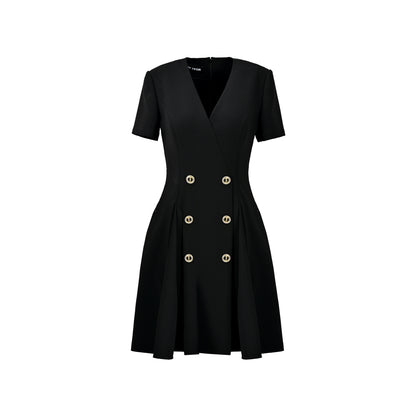 YES BY YESIR | Big A-Line Double-Breasted Casual Dress - VARESSA.